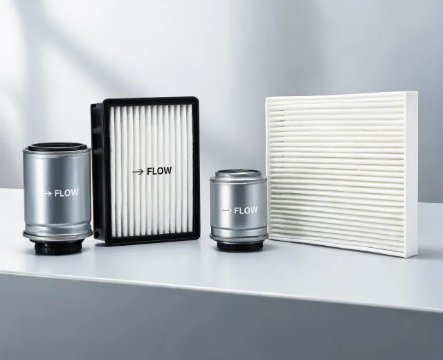 Motorcraft filters with pleated synthetic media